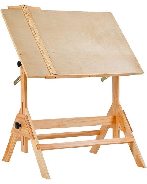MEEDEN Solid Wood with Tiltable and Adjustable Drafting Table