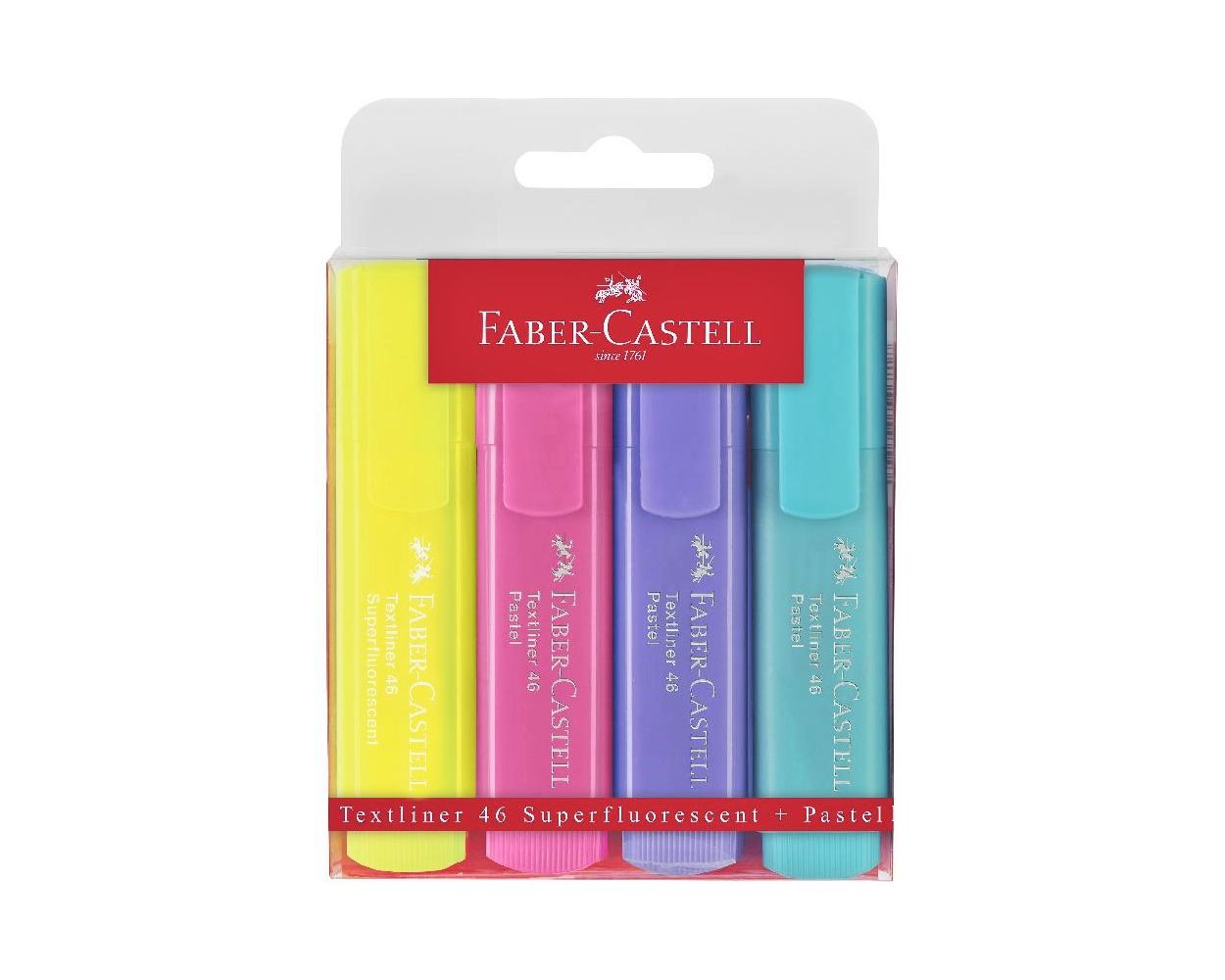 Faber Castell Textliner 1546 Pastel Highlighter, Wallet of 4