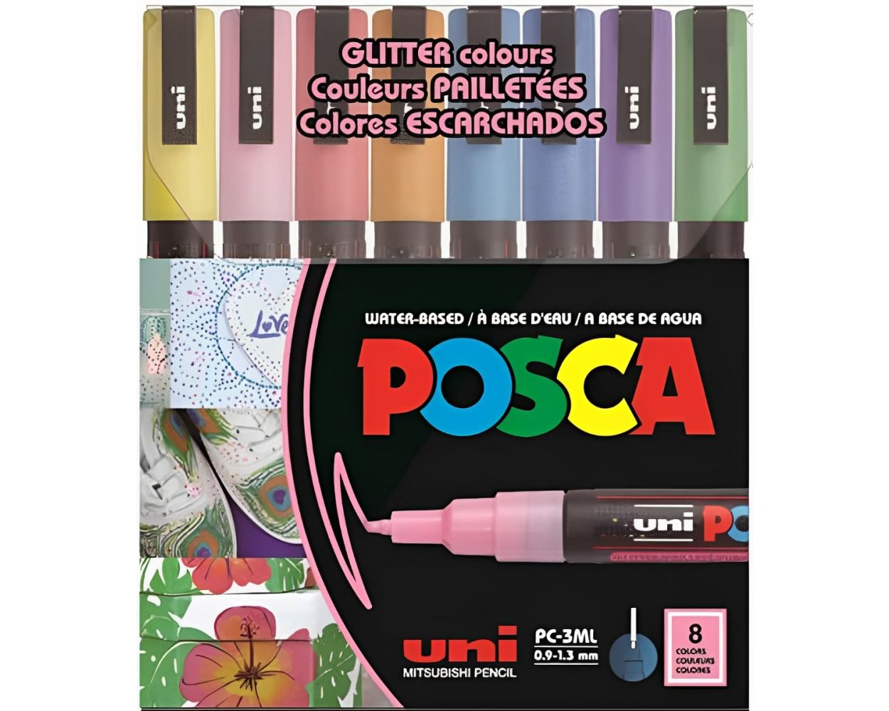 Uni Posca Pen PC-1M 8 Pastel Soft Colours Paint Markers 0.7mm