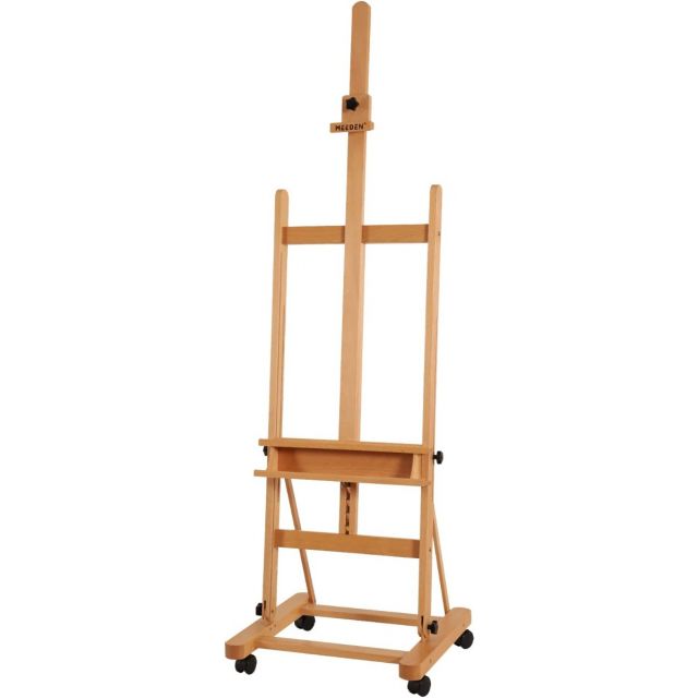 MEEDEN Studio H-Frame Easel with Storage Tray, Solid Beech Wood Artist  Painting Easel, Best Wooden Floor Easel, Holds Canvas Art up to 48